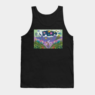 Creepy colorful creatures background Tank Top